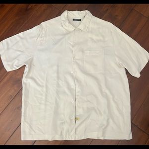 Brandini all Silk short sleeve, off white, straight bottom Mens XL shirt